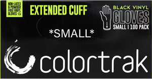 ColorTrak Extended Cuff Black Vinyl Powder-Free Disposable Gloves