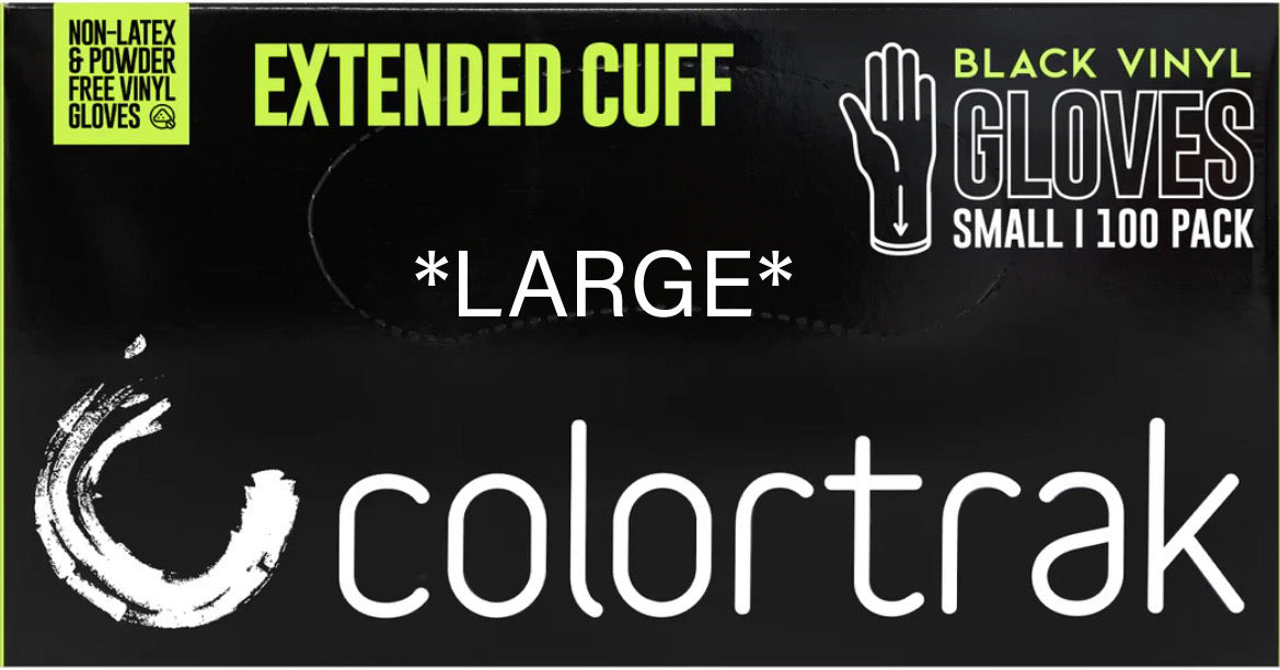 ColorTrak Extended Cuff Black Vinyl Powder-Free Disposable Gloves