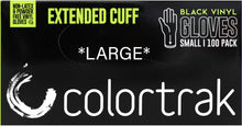 Load image into Gallery viewer, ColorTrak Extended Cuff Black Vinyl Powder-Free Disposable Gloves