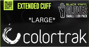 ColorTrak Extended Cuff Black Vinyl Powder-Free Disposable Gloves