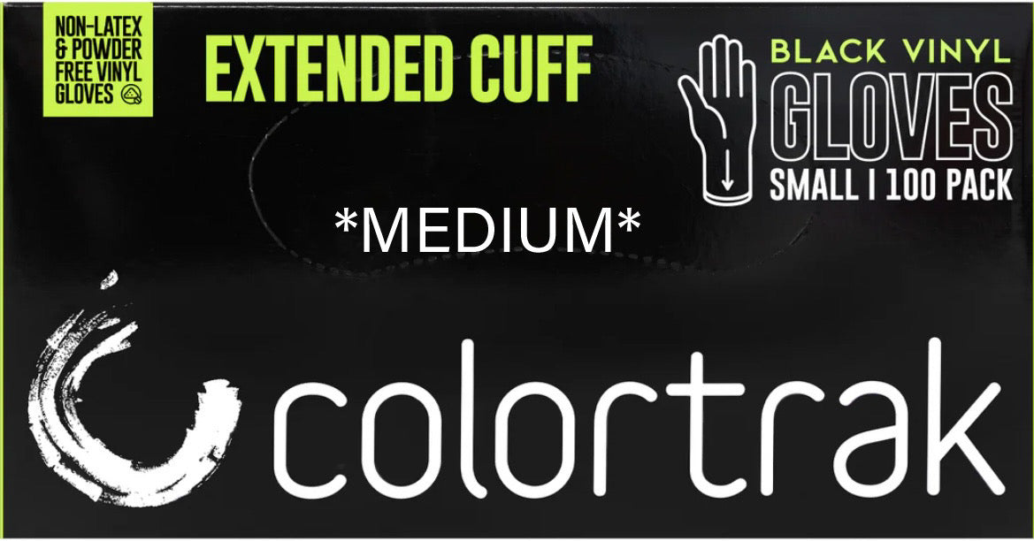 ColorTrak Extended Cuff Black Vinyl Powder-Free Disposable Gloves