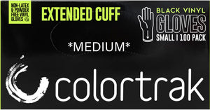 ColorTrak Extended Cuff Black Vinyl Powder-Free Disposable Gloves