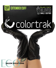 Load image into Gallery viewer, ColorTrak Extended Cuff Black Vinyl Powder-Free Disposable Gloves