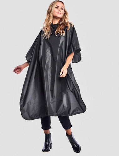 Cape - Nylon All Purpose Black Chemical Cape - 959S Snap