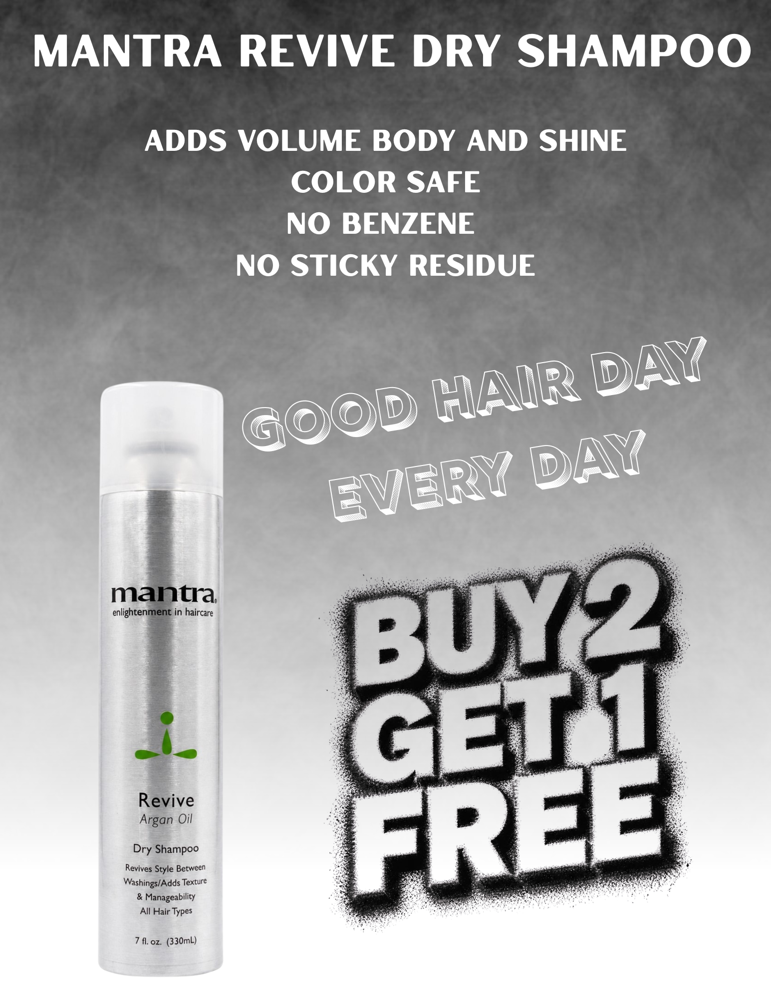 Mantra Revive Dry Shampoo and Texture Spray 7oz (Benzene Free) - PROMO