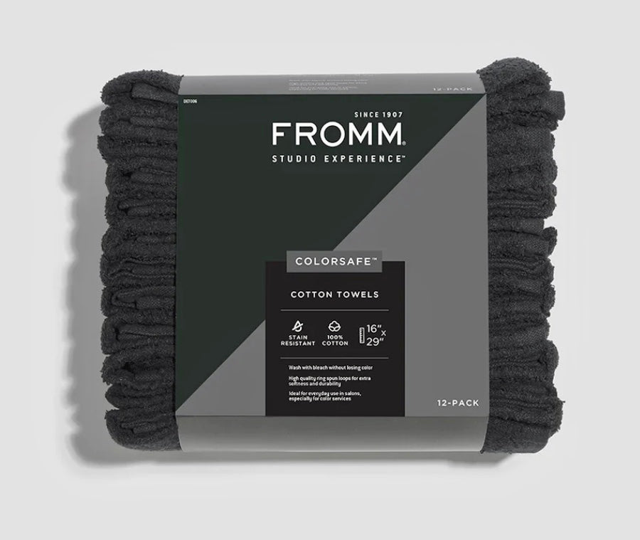 Fromm 100% Cotton Colorsafe Black Towels - 12 Pack