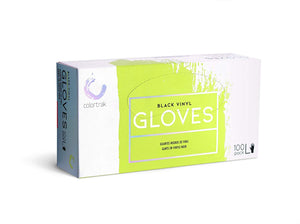 ColorTrak Disposable Powder-Free Vinyl Gloves Black 100pk