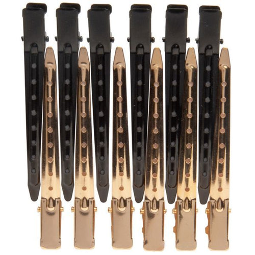 Diane Duck Bill Clips - 3.5'' Gold & Black - 12 Pack